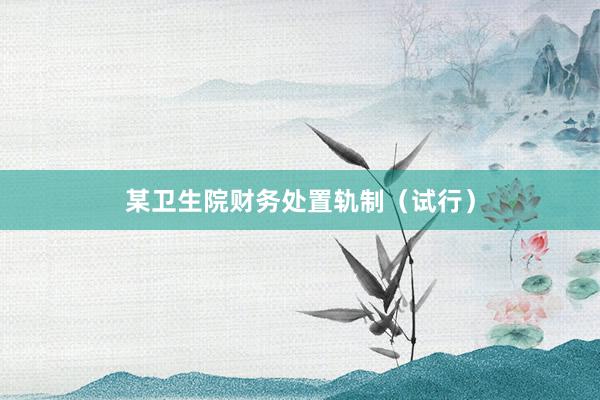 某卫生院财务处置轨制（试行）