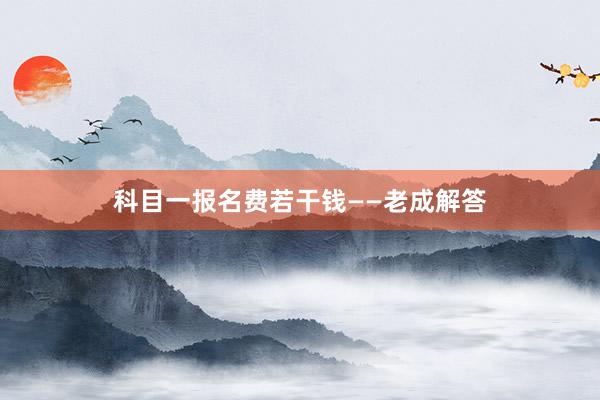 科目一报名费若干钱——老成解答