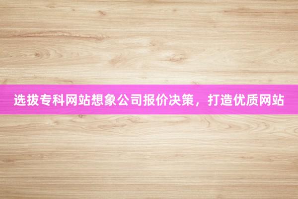 选拔专科网站想象公司报价决策，打造优质网站