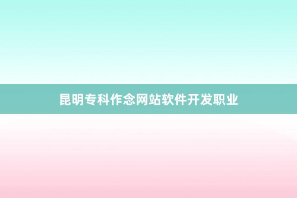 昆明专科作念网站软件开发职业